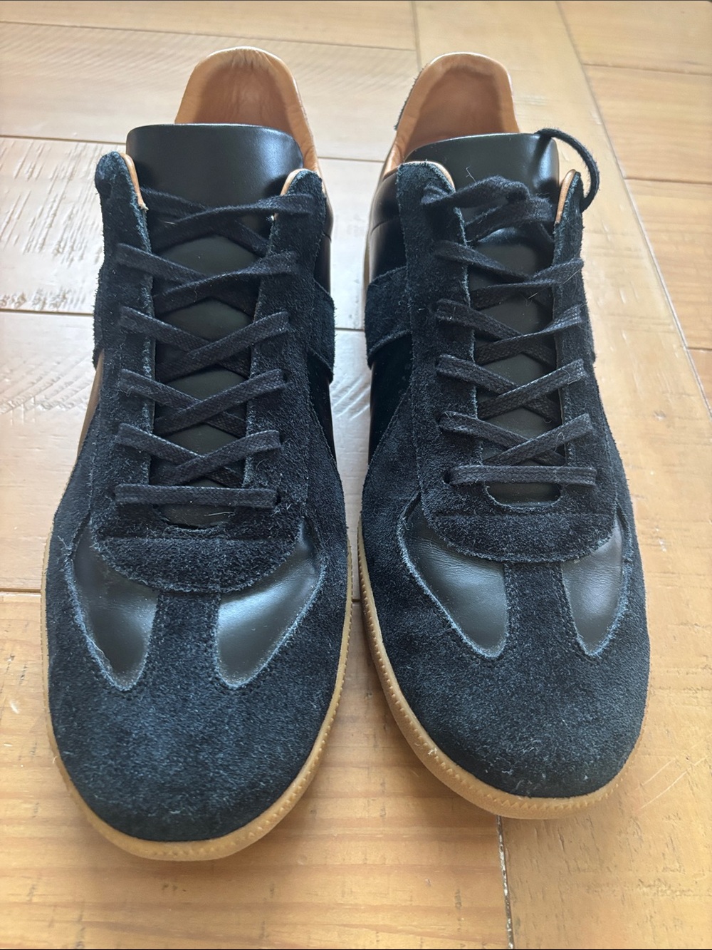 Beckett Simonon Black Suede and Leather Sneakers with Gum Sole